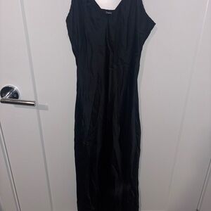 Quince Maxi Black Silk Slip Dress